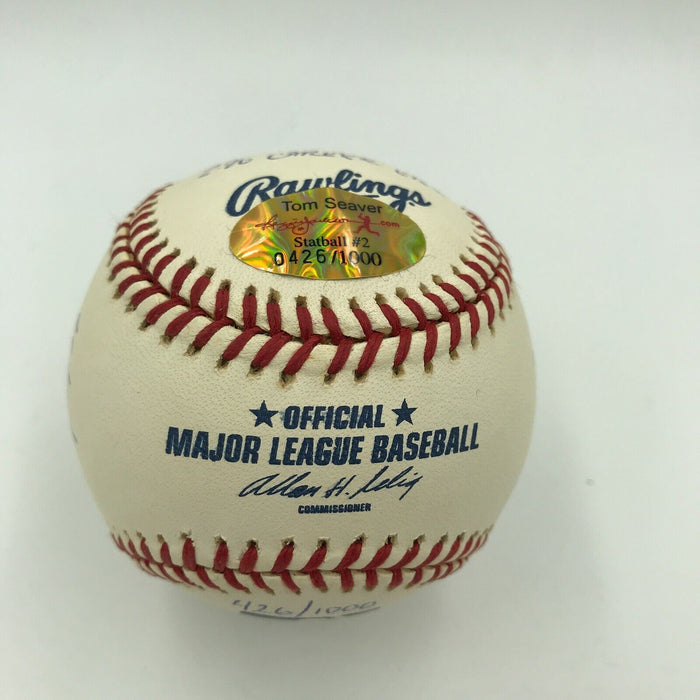 Rare Tom Seaver Signed Heavily Inscribed Career STAT Baseball With RJ COA