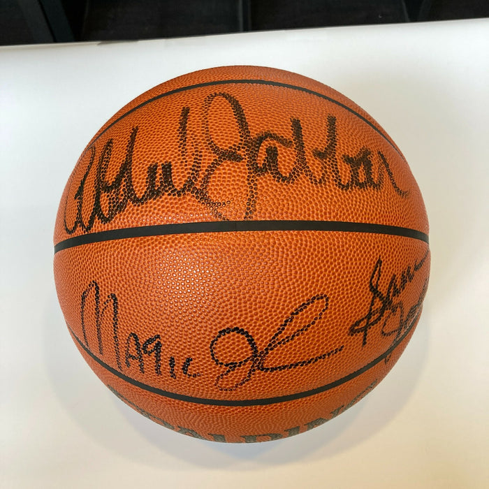 Wilt Chamberlain Kareem Abdul-Jabbar Dr J. Magic Johnson Signed Basketball BAS