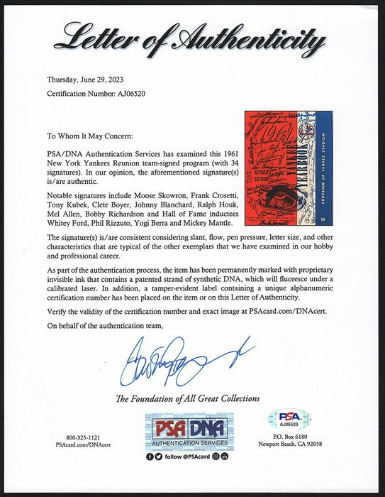 1961 World Champion New York Yankees Team-Signed Yearbook w/ Mickey Mantle PSA