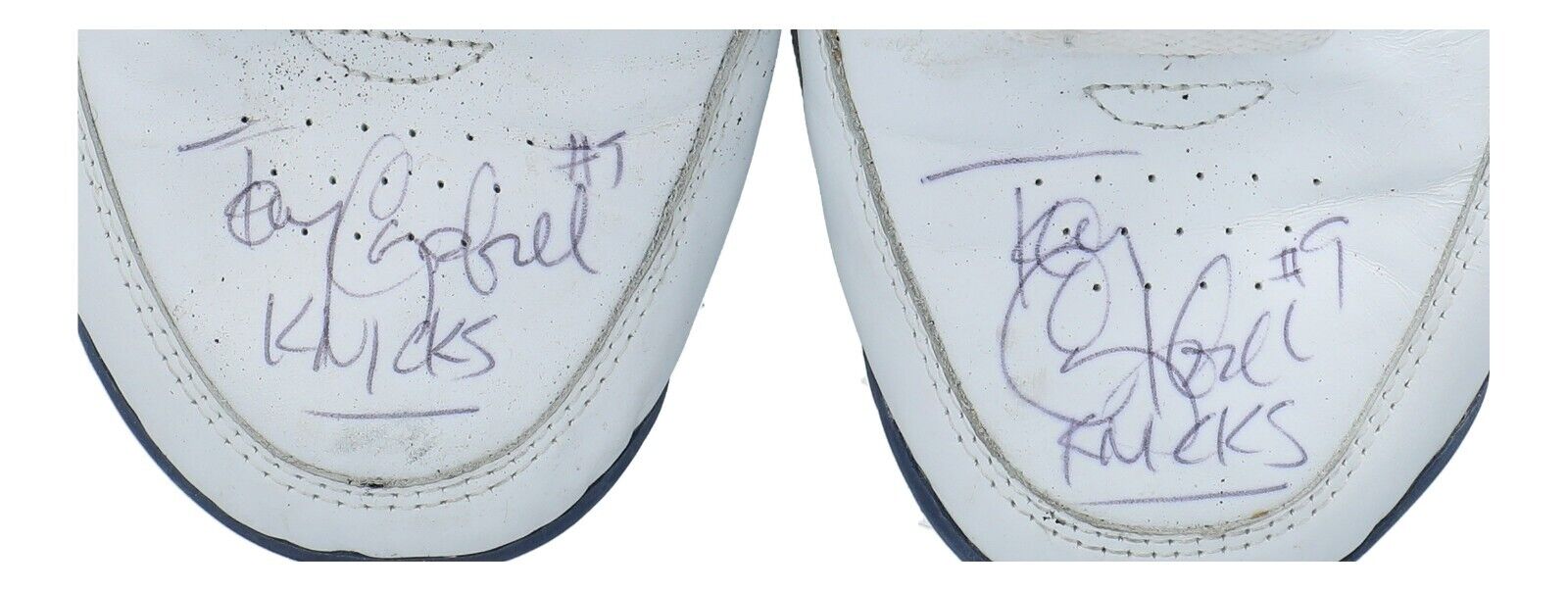 1992-93 Tony Campbell Game-Used Signed Fila Sneakers NY Knicks JSA & MEARS COA