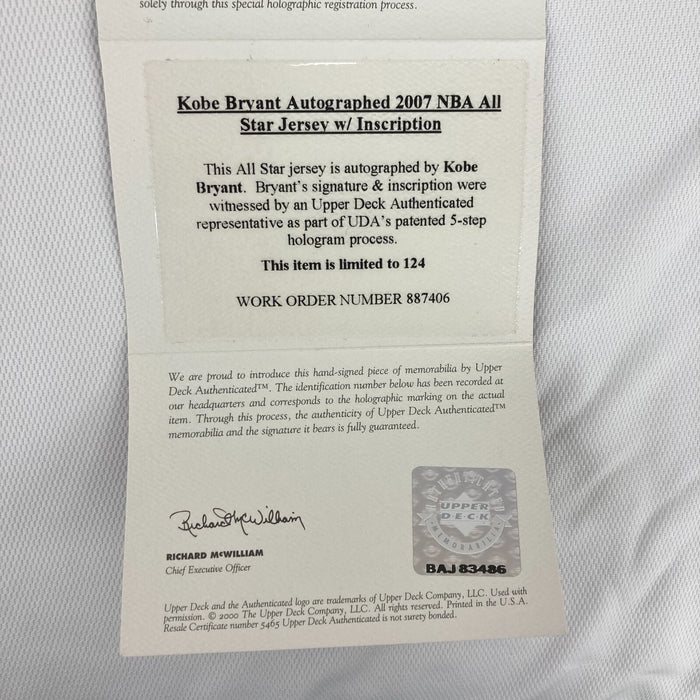 Kobe Bryant "2007 A.S. MVP" Signed 2007 All Star Game Jersey UDA Upper Deck JSA