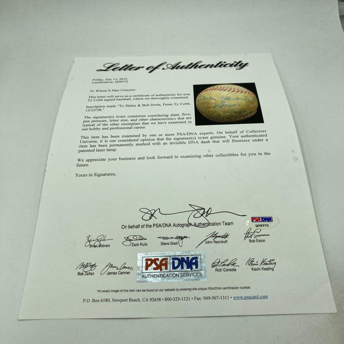 Ty Cobb Single Signed Vintage 1961 Baseball PSA DNA COA