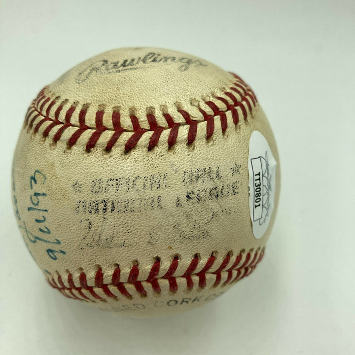 Tommy Lasorda Signed Game Used Baseball & Photo To National Anthem Singer JSA