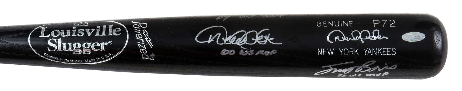 Derek Jeter 2000 World Series MVP Hideki Matsui 2009 MVP Signed Bat Steiner COA