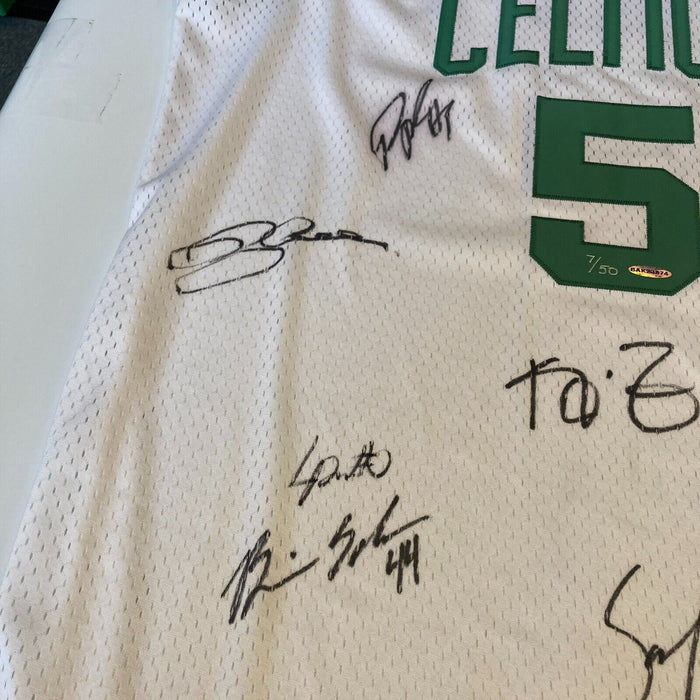 2007-08 Boston Celtics NBA Champs Team Signed Jersey UDA Upper Deck COA #7/50