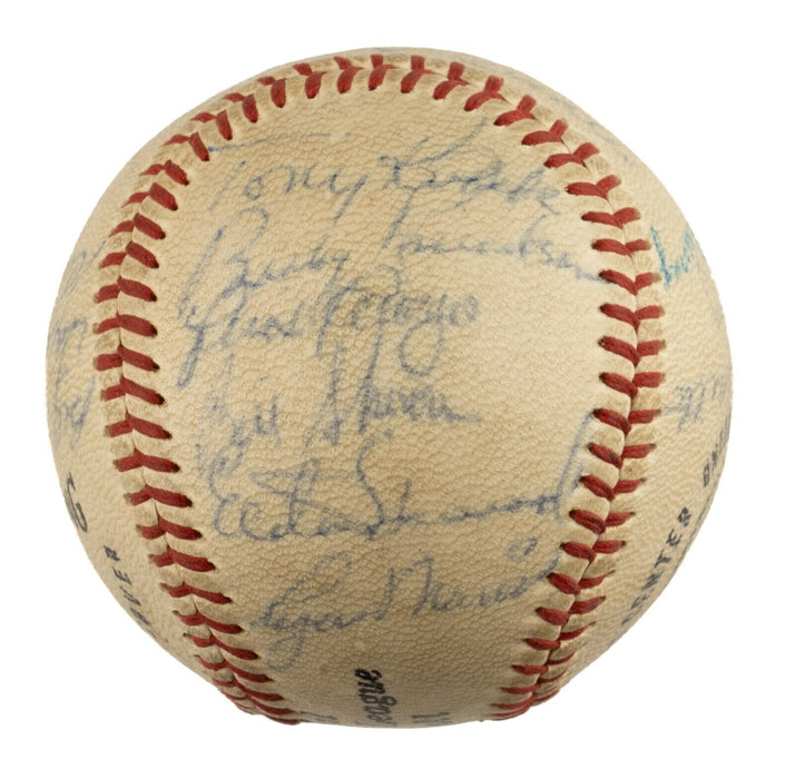 1961 Yankees World Series Champs Team Signed Baseball Mickey Mantle Maris JSA