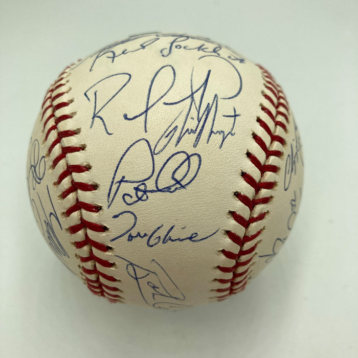 2001 Atlanta Braves Team Signed Baseball Chipper Jones Greg Maddux Tom Glavine