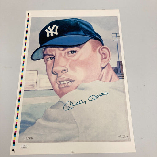 Mickey Mantle Signed 1953 Topps 16x20 Gerry Dvorak Photo Litho JSA COA