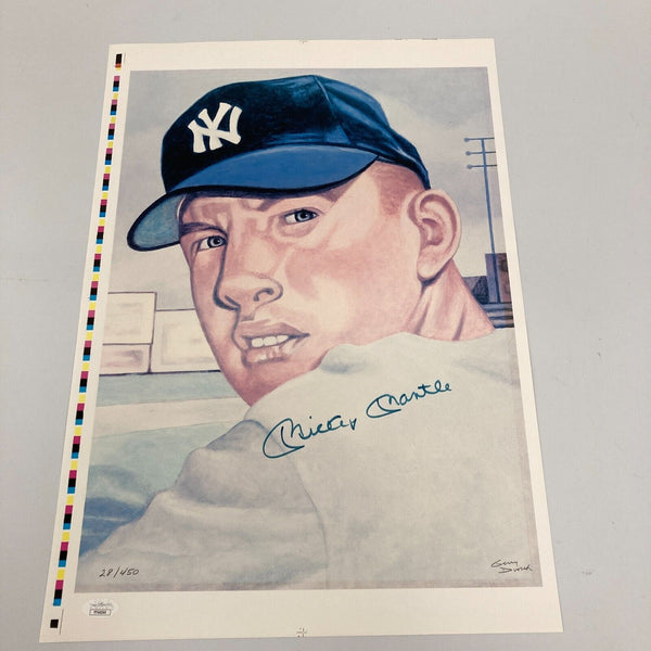 Mickey Mantle Signed 1953 Topps 16x20 Gerry Dvorak Photo Litho JSA COA