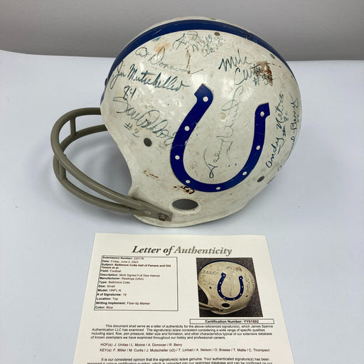 Johnny Unitas Baltimore Colts HOF Legends Multi Signed Vintage 1960's Helmet JSA
