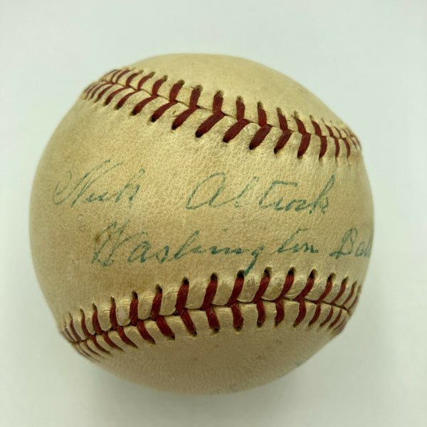 Rare Nick Altrock Single Signed 1950's American League Baseball JSA COA