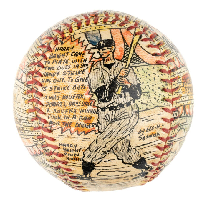 Beautiful Sandy Koufax 1963 World Series George Sosnak Hand Painted Art Baseball