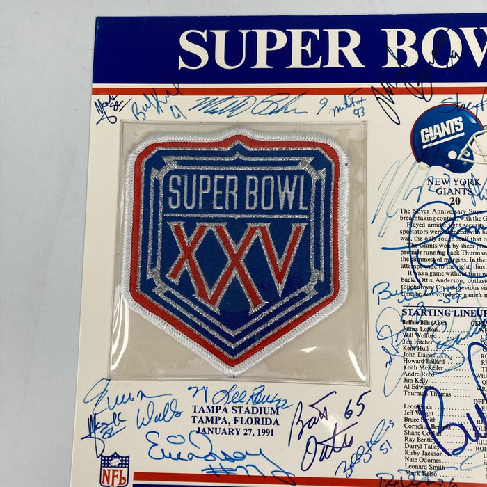 1990 New York Giants Super Bowl Champs Team Signed Commemorative Patch JSA COA