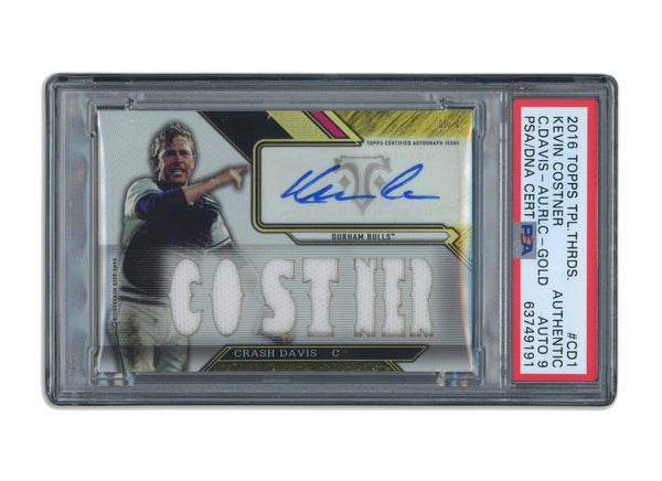 2016 Topps Triple Threads Kevin Costner Jersey Auto Gold Crash Davis PSA DNA 9