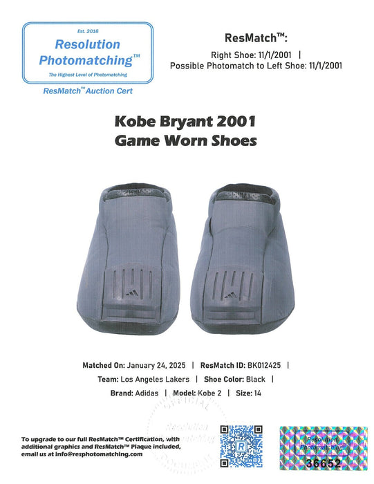 Kobe Bryant Game-Used Photo Matched Twice-Signed Adidas Sneakers "39 Points" JSA