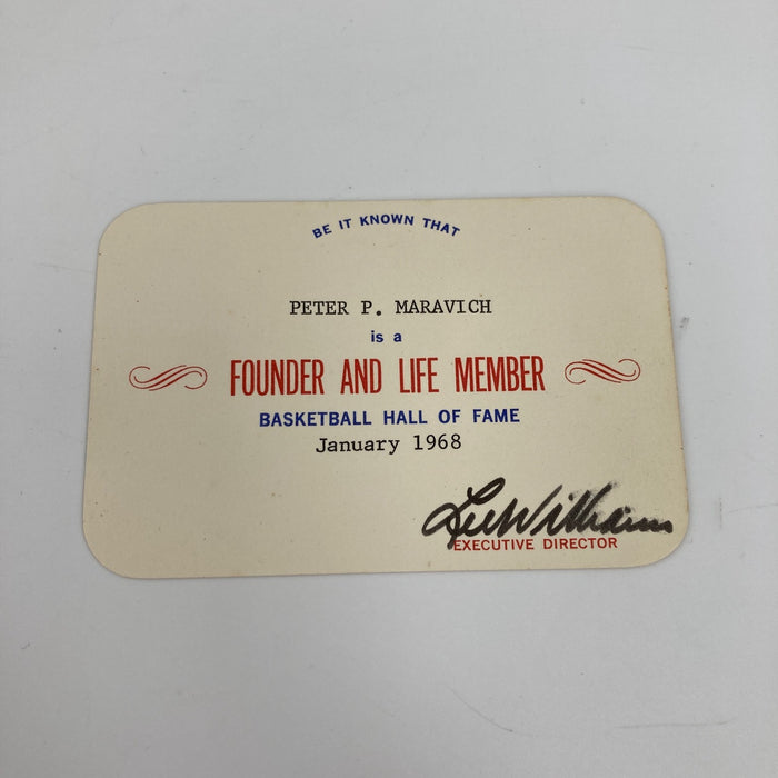 Incredible Pete Maravich Personal 1968 Basketball Hall Of Fame Lifetime Pass
