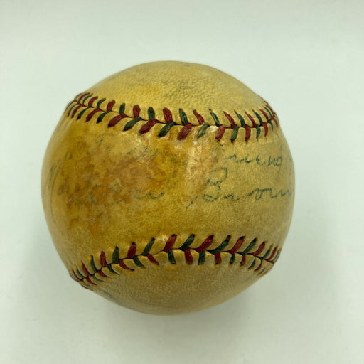 Extraordinary Mordecai "Three Finger" Brown Single Signed 1920s Baseball JSA COA