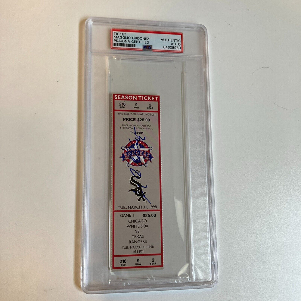 Magglio Ordonez Signed MLB Debut March 31, 1998 Original Ticket PSA DNA