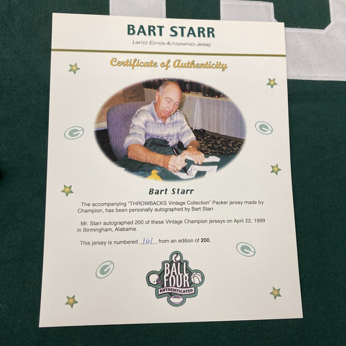Bart Starr Signed Authentic Green Bay Packers Champion Game Model Jersey Beckett