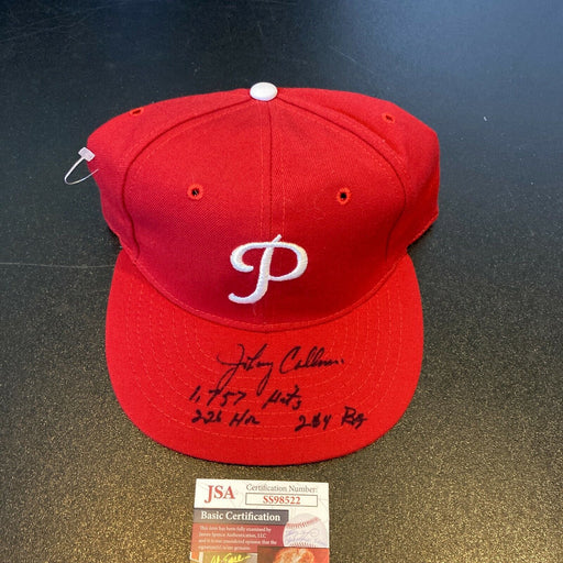 Johnny Callison 1757 Hits Signed Inscribed Philadelphia Phillies Hat JSA COA