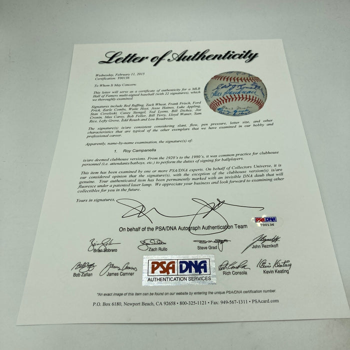 Stunning 1960's Hall Of Fame Multi Signed Baseball 22 Sigs PSA & Beckett COA