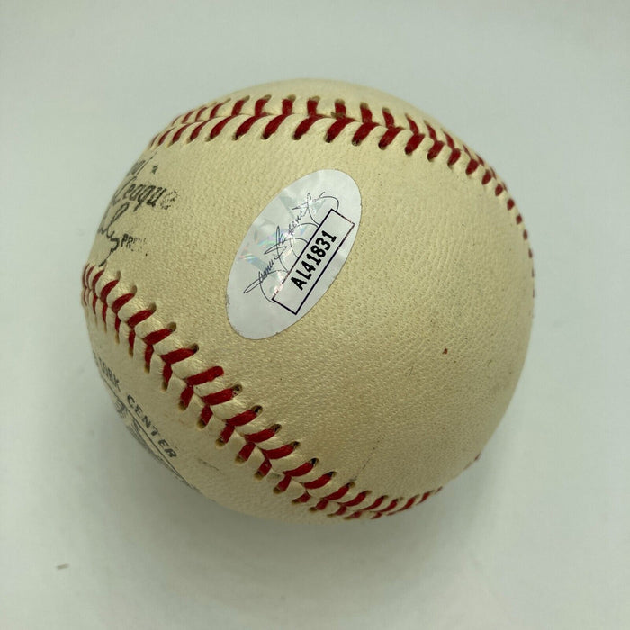 Beautiful 1950's Leo Durocher Signed National League Giles Baseball JSA COA