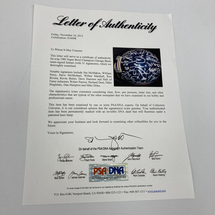 The Finest 1985 Chicago Bears Super Bowl Champs Team Signed Helmet PSA DNA COA