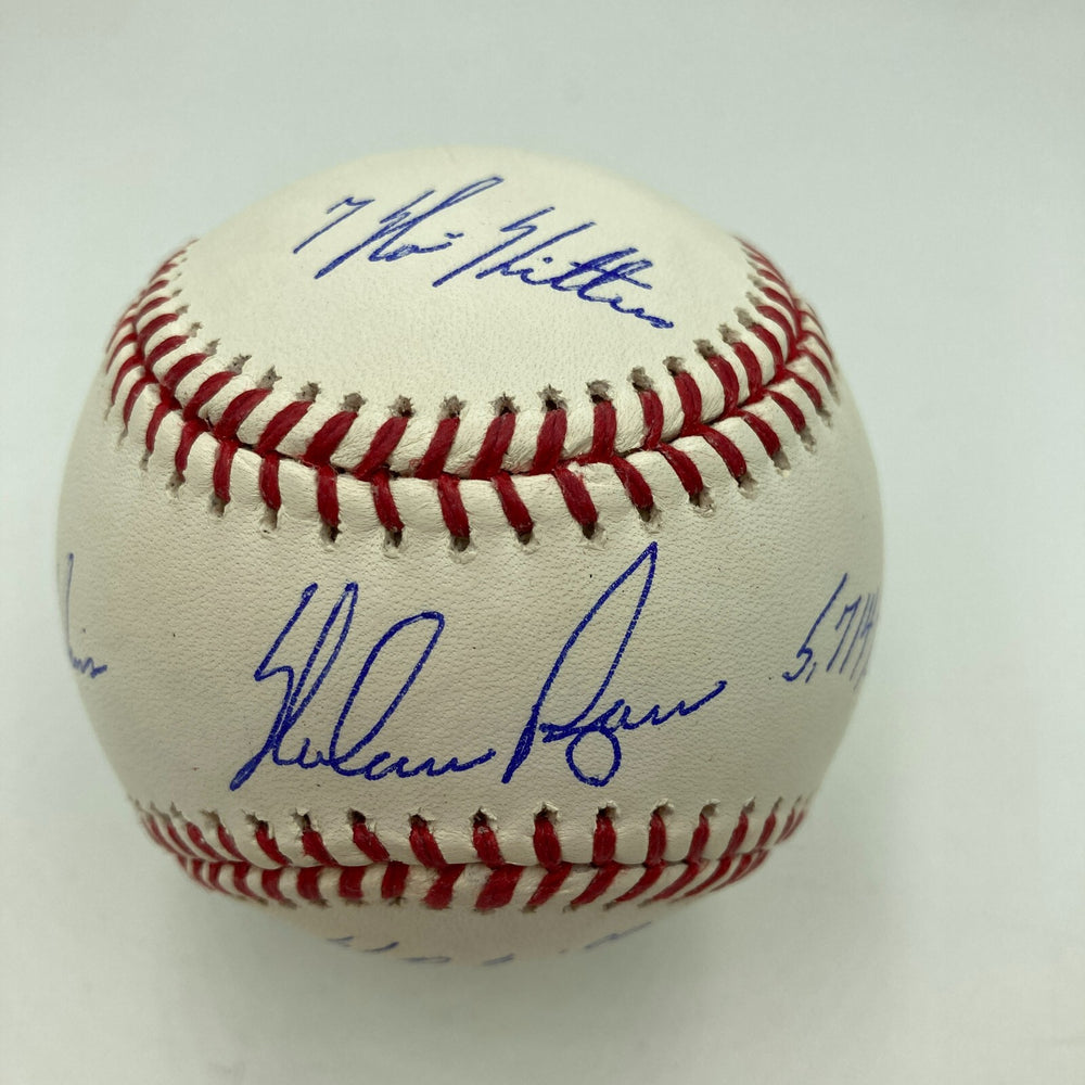 Beautiful Nolan Ryan Signed Heavily Inscribed Career STAT Baseball JSA COA