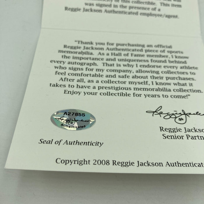 Joe Montana Signed Heavily Inscribed Career STAT Baseball Reggie Jackson COA