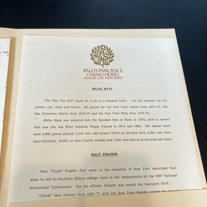 Rare Willie Mays Signed Vintage Bally's Casino Program Huge Sig With JSA COA