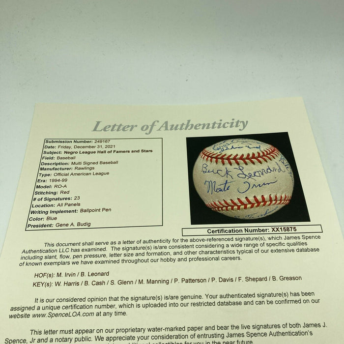 Negro League Legends Signed Baseball 23 Sigs Monte Irvin Buck Leonard JSA COA