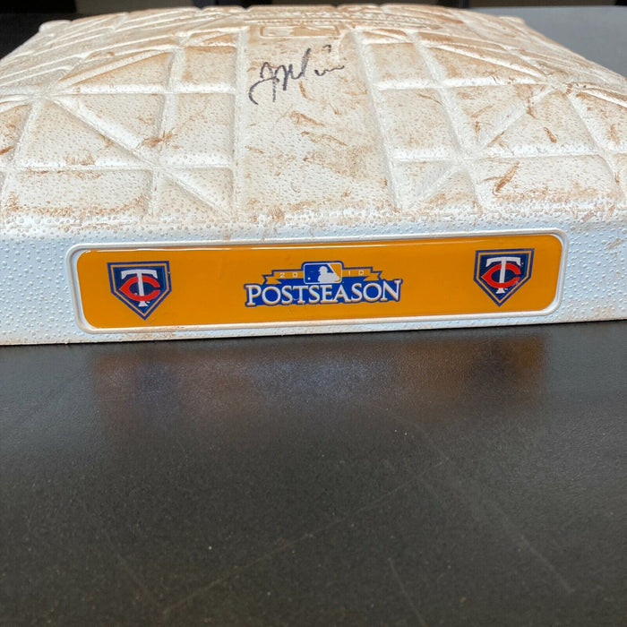 Joe Mauer Signed Game Used Minnesota Twins Playoffs ALDS Base MLB Authentic