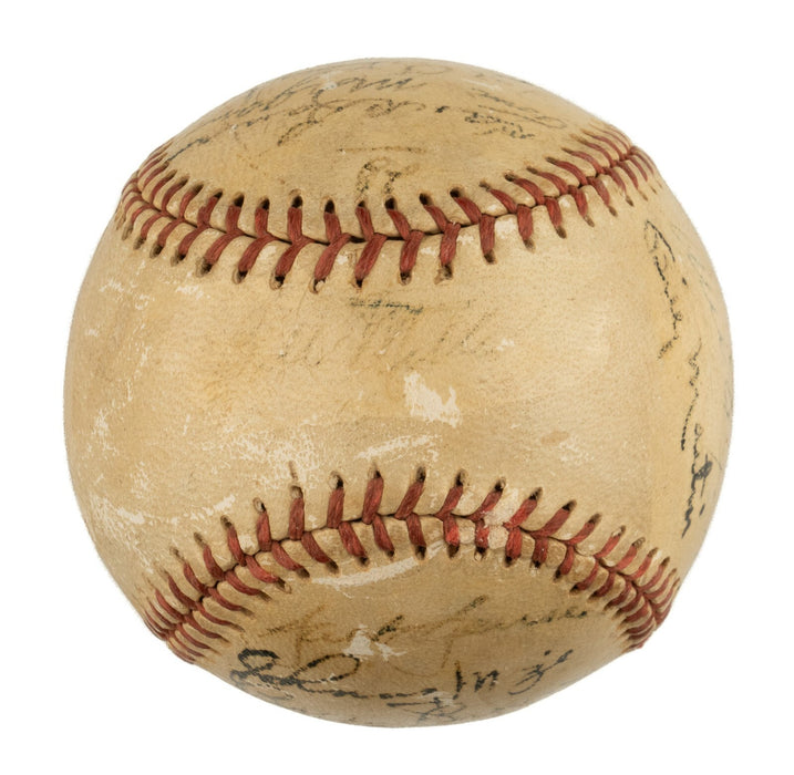 1952 New York Yankees World Series Champs Team Signed Baseball Mickey Mantle JSA