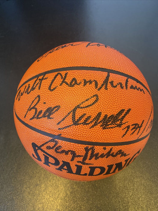 Wilt Chamberlain Bill Russell Jabbar Dr. J NBA Legends Signed Basketball JSA COA