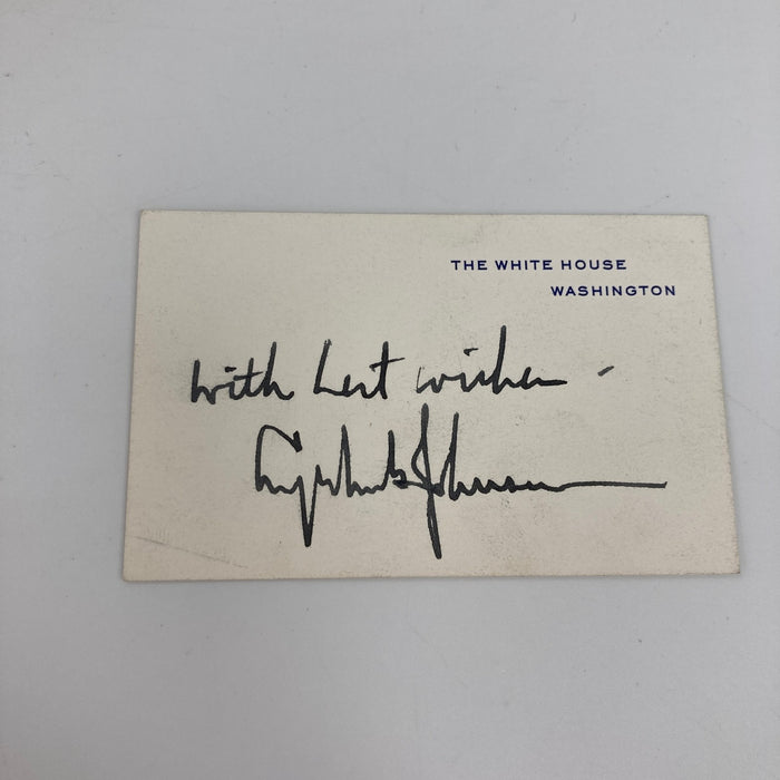 President Lyndon B. Johnson Signed White House Original Card JSA COA