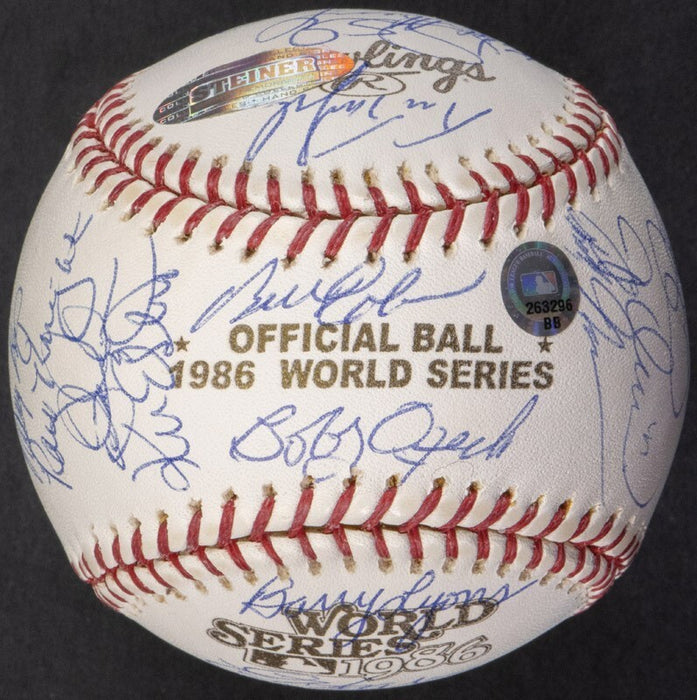 1986 New York Mets World Series Champs Team Signed W.S. Baseball Steiner COA