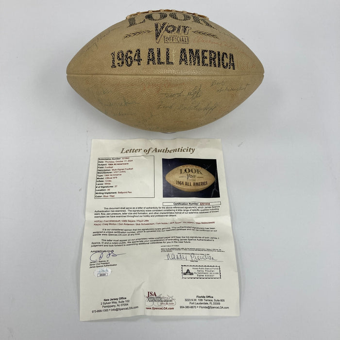 1964 All Americans Team Signed Football Fred Biletnikoff  Gale Sayers JSA COA