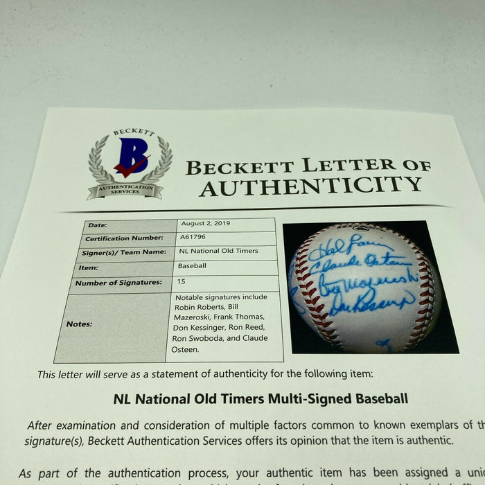 Hall Of Fame Multi Signed Cracker Jack Old Timers Game Baseball Beckett COA