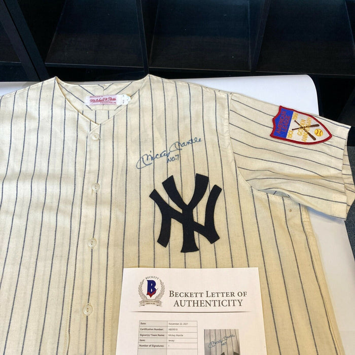 Mickey Mantle No. 7 Signed Authentic New York Yankees Game Jersey Beckett COA