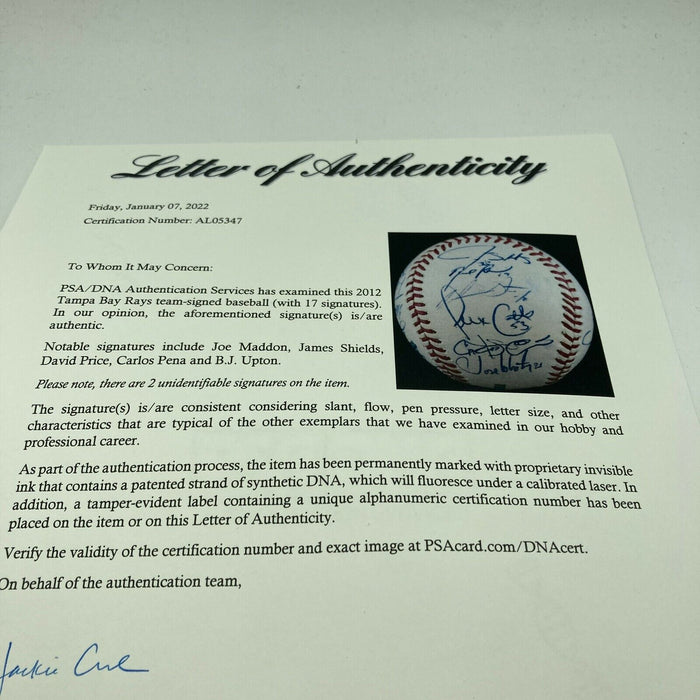 2012 Tampa Bay Rays Team Signed Major League Baseball PSA DNA COA