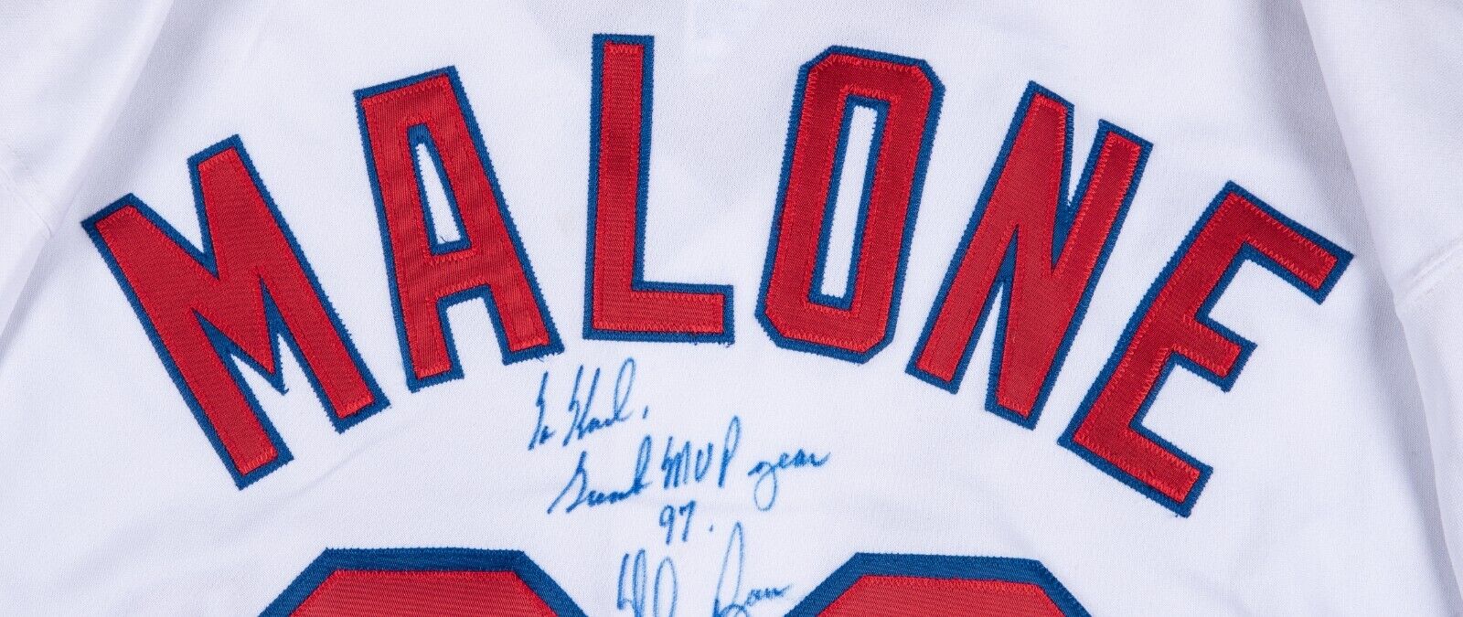 Karl Malone Game Issued Texas Rangers Jersey Signed By Nolan Ryan Beckett COA