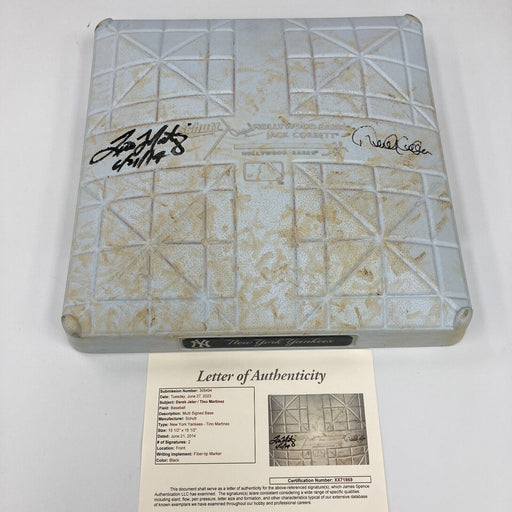 Derek Jeter & Tino Martinez Signed Game Used Tino Martinez Day Base Steiner JSA