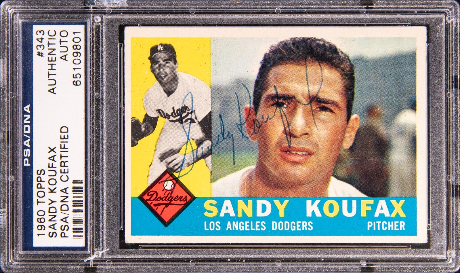 1960 Topps Sandy Koufax Signed Baseball Card #343 PSA DNA Auto