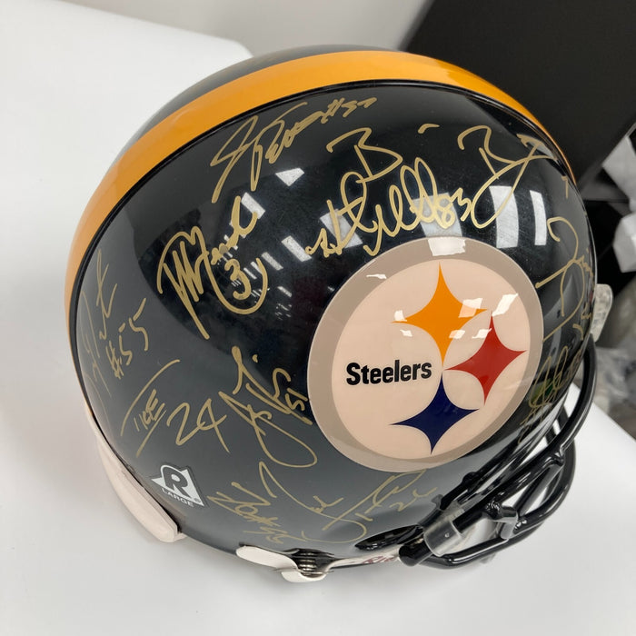 2005 Pittsburgh Steelers Super Bowl Champs Team Signed Game Helmet Beckett COA