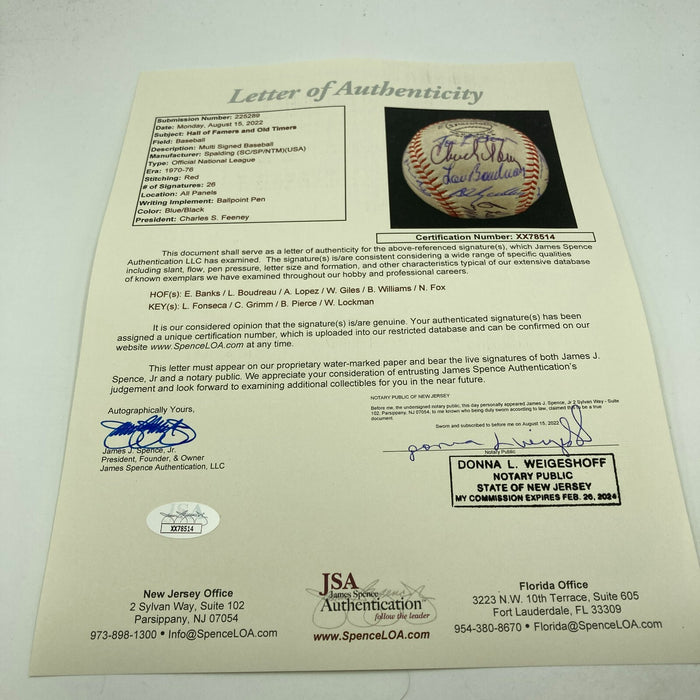 Chicago Cubs & White Sox Legends Signed Baseball Ernie Banks Nellie Fox JSA COA