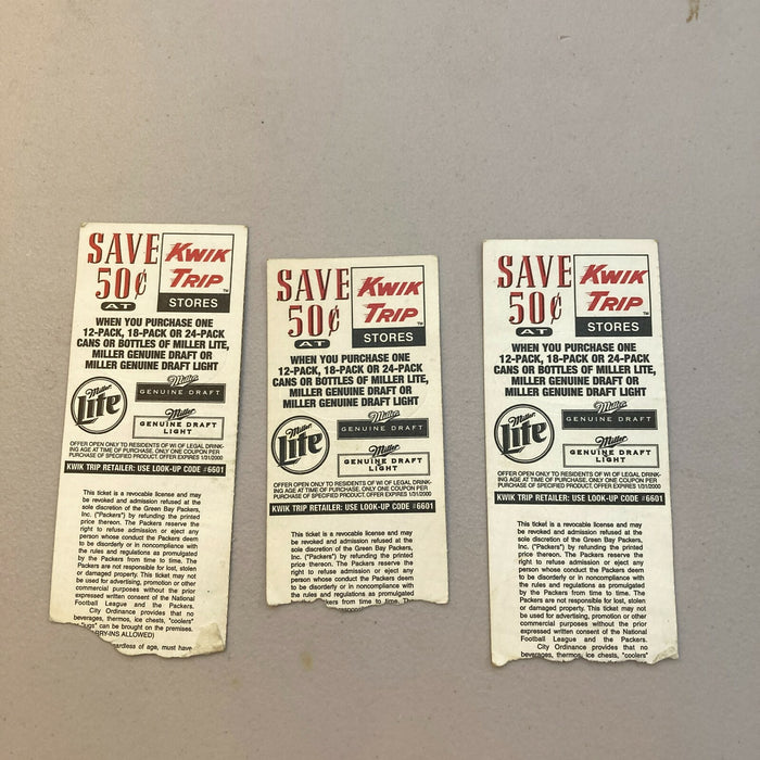 Lot Of (3) 1999 Green Bay Packers VS Chicago Bears Tickets NFL  Brett Favre