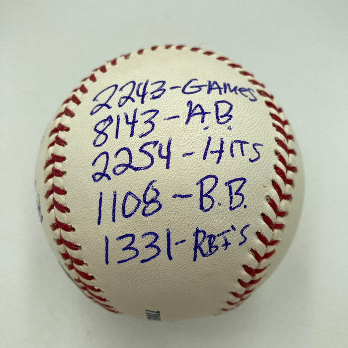 Ron Santo Signed Heavily Inscribed STAT MLB Baseball Beckett Certified