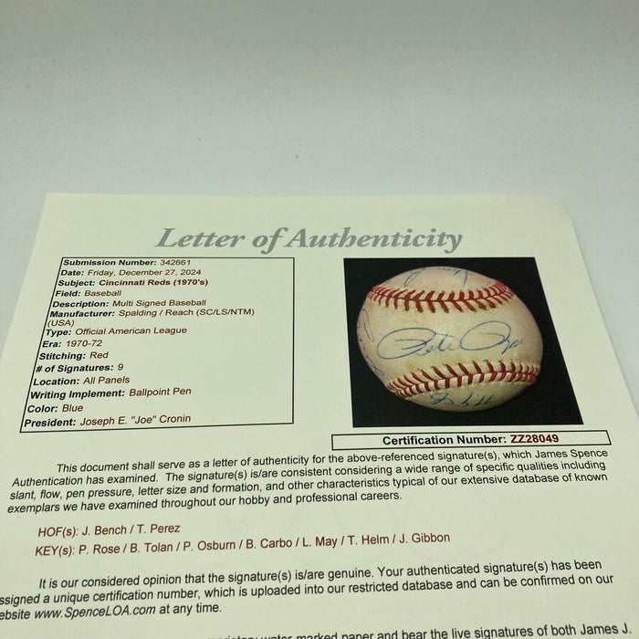 Pete Rose Johnny Bench 1970 Cincinnati Reds Big Red Machine Signed Baseball JSA