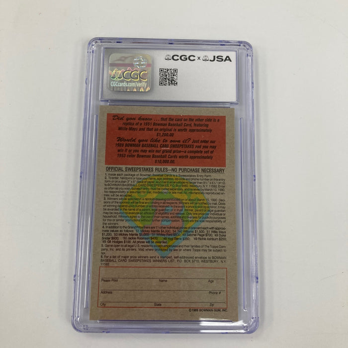 Willie Mays Signed 1989 Bowman 1951 Bowman RC CGS JSA Auto 9 MINT
