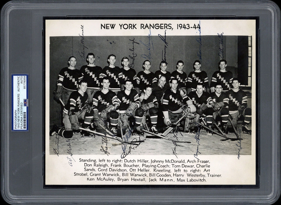 1943-1944 New York Rangers Team-Signed Photo PSA DNA Certified